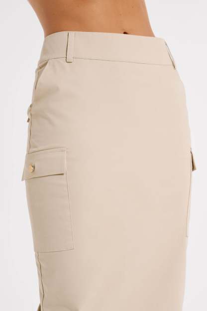 Lorna Mid Rise Cargo Skirt - Stone-My Chic Way.All Rights Reserved