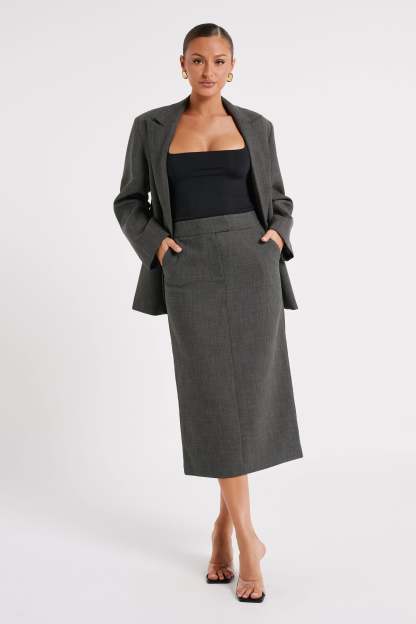 Drew Oversized Textured Blazer - Charcoal-My Chic Way.All Rights Reserved