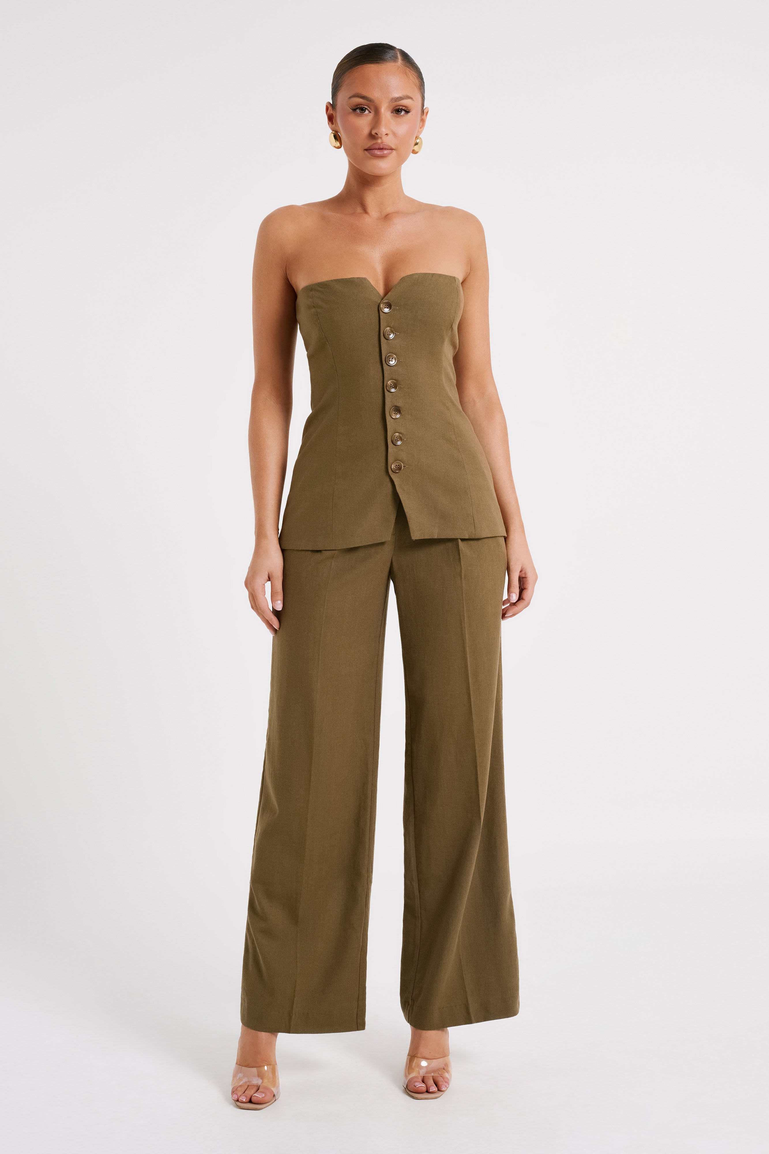 Adina Linen Pant - Olive-My Chic Way.All Rights Reserved