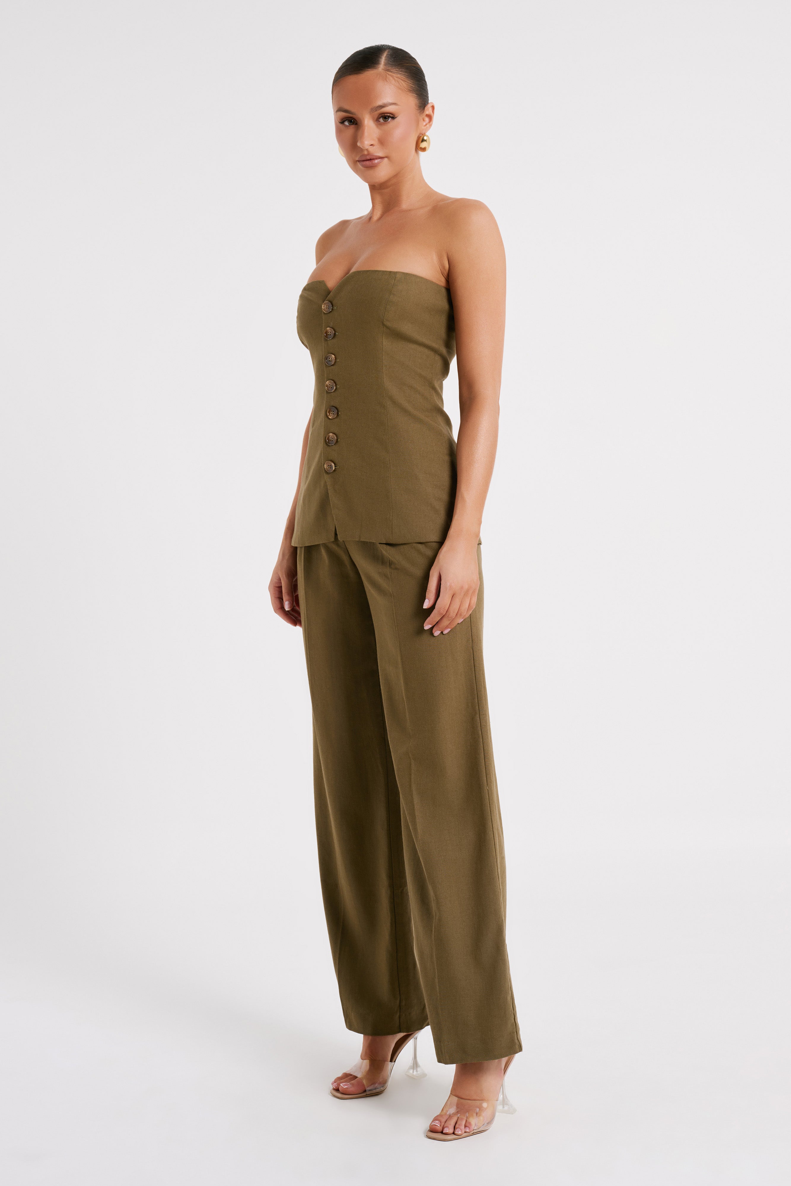 Adina Linen Pant - Olive-My Chic Way.All Rights Reserved