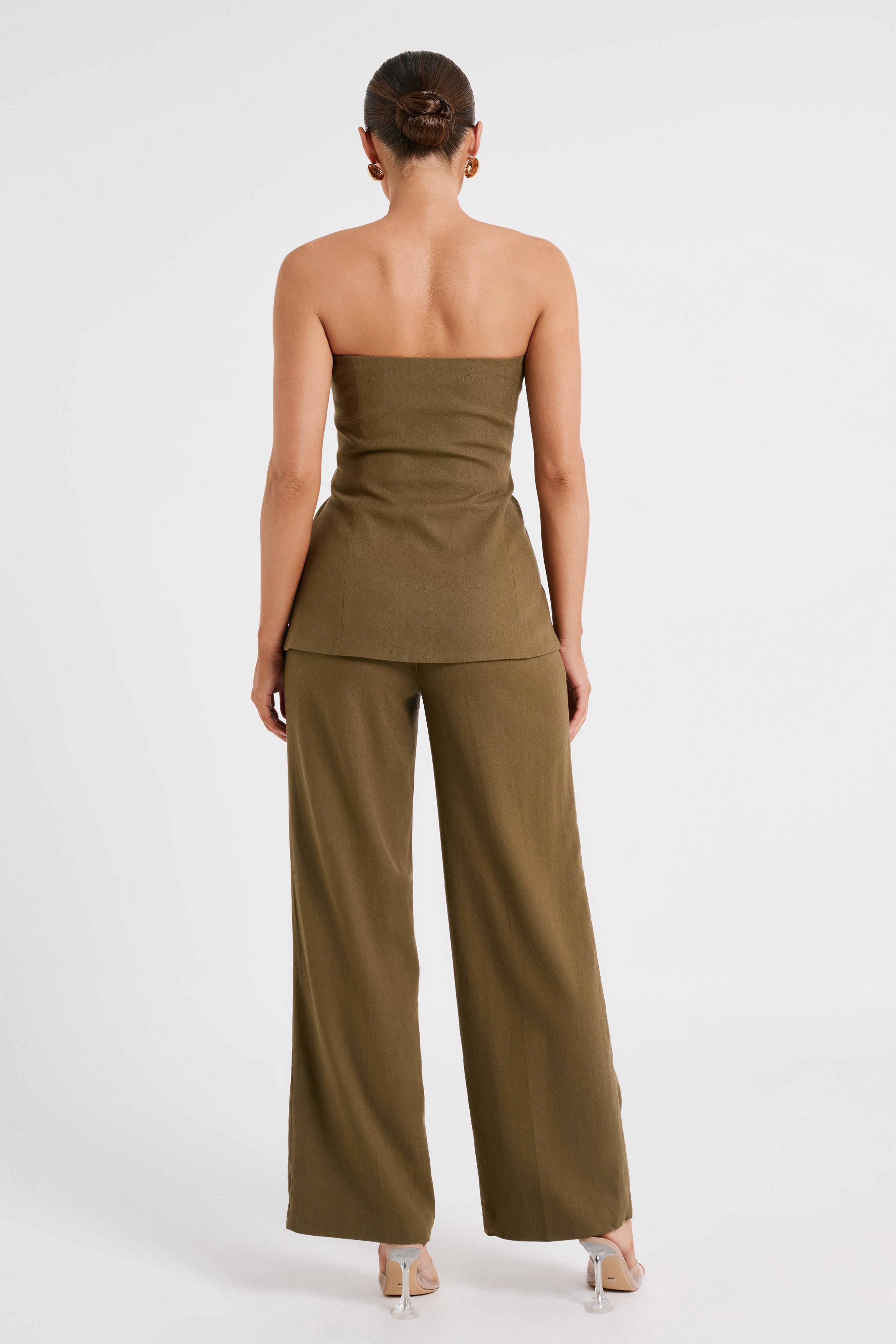Adina Linen Pant - Olive-My Chic Way.All Rights Reserved