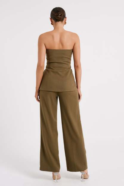 Adina Linen Pant - Olive-My Chic Way.All Rights Reserved