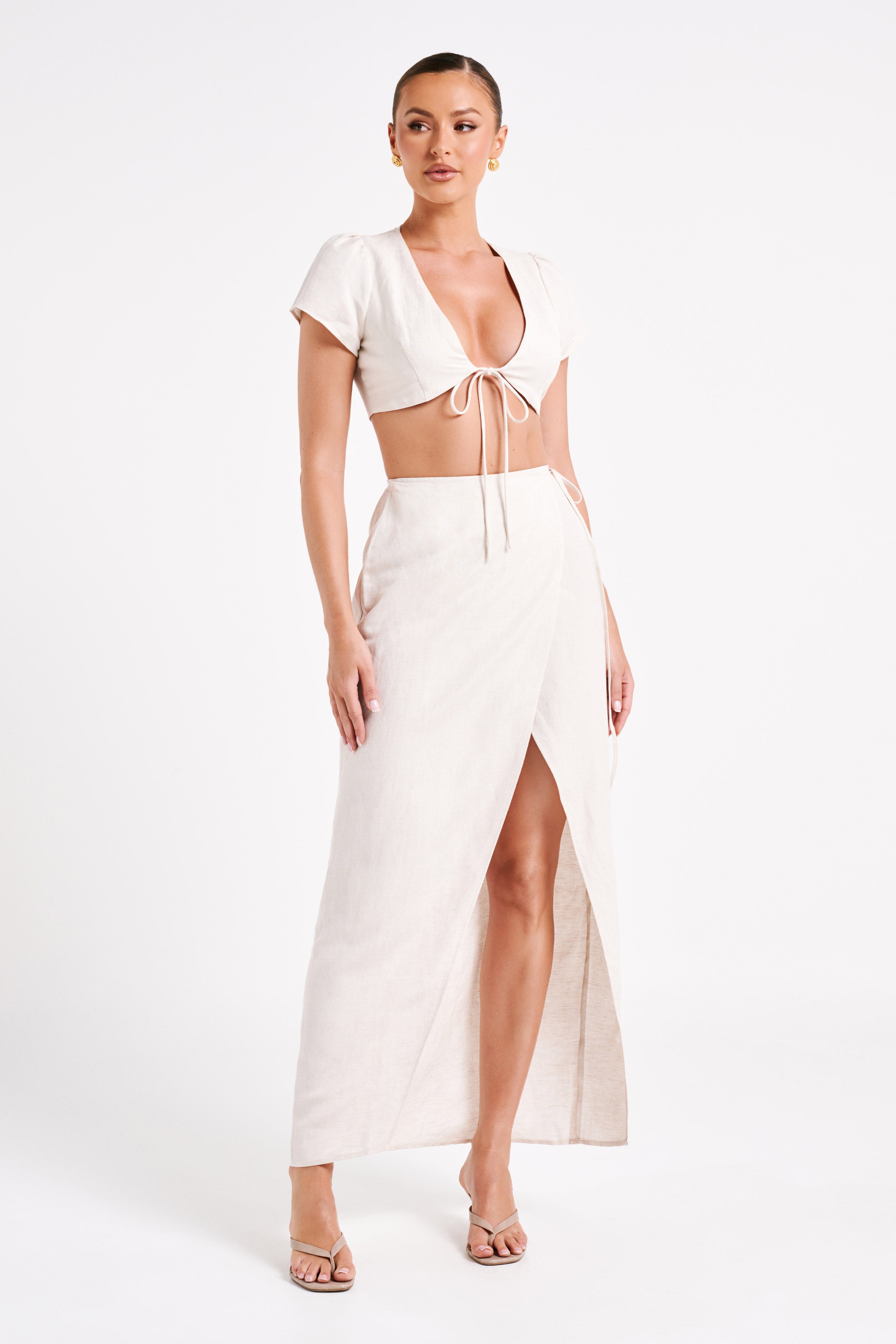 Fatima Linen Crop Top - Natural-My Chic Way.All Rights Reserved