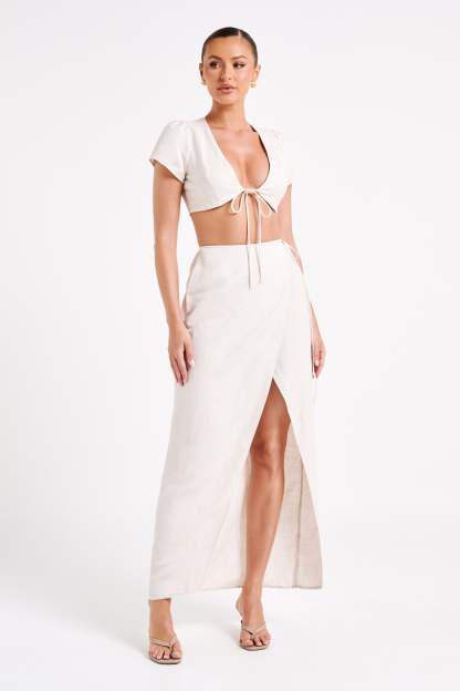 Fatima Linen Crop Top - Natural-My Chic Way.All Rights Reserved