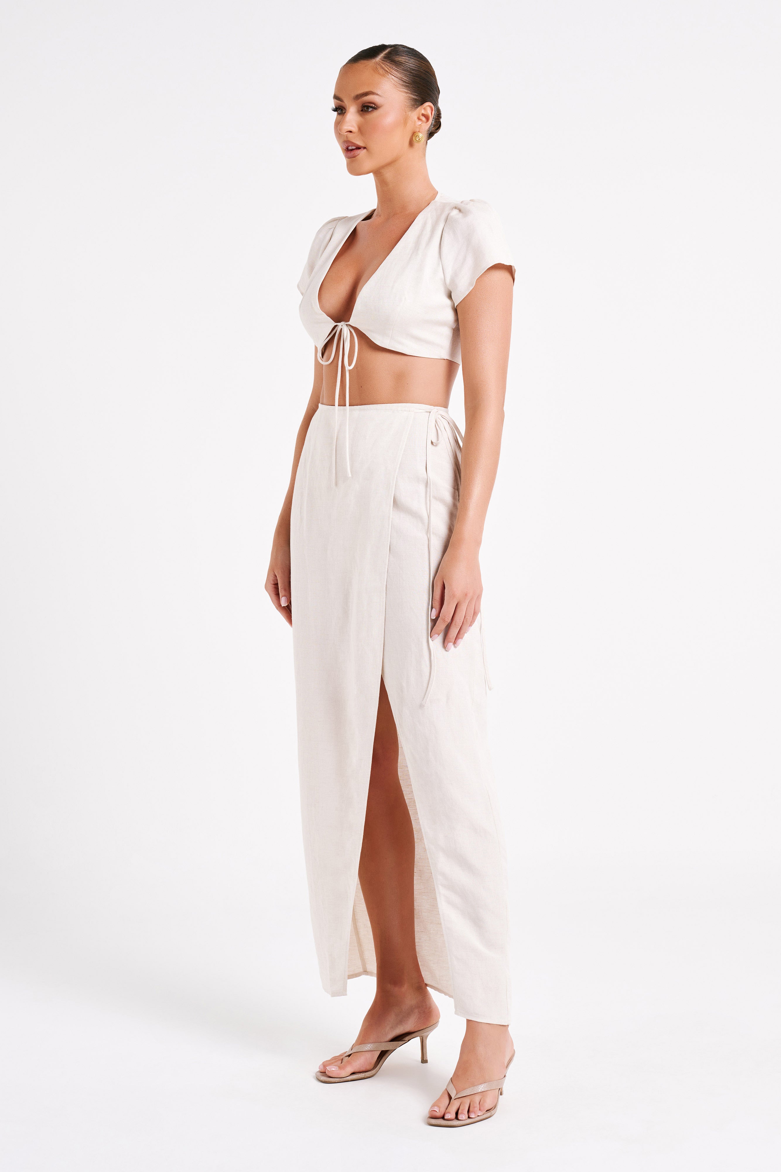 Fatima Linen Crop Top - Natural-My Chic Way.All Rights Reserved