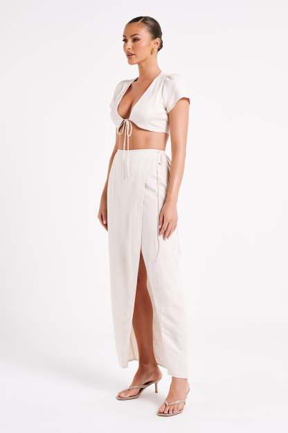 Fatima Linen Crop Top - Natural-My Chic Way.All Rights Reserved