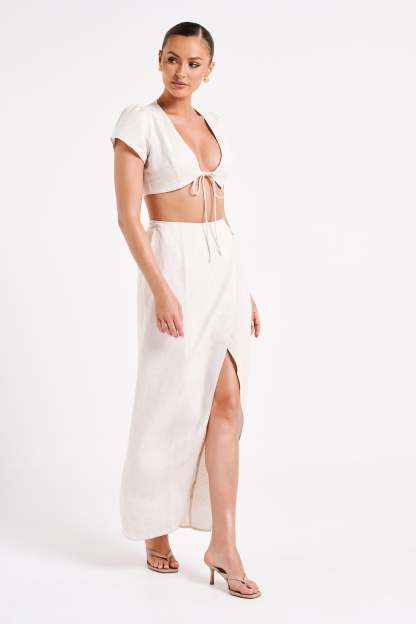 Fatima Linen Crop Top - Natural-My Chic Way.All Rights Reserved