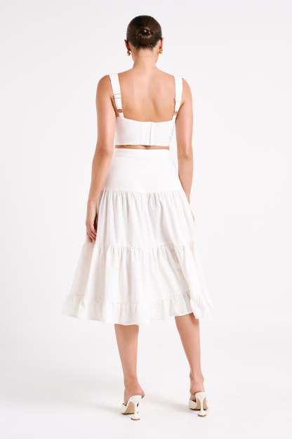 Hilaria Cupped Linen Crop Top - White-My Chic Way.All Rights Reserved