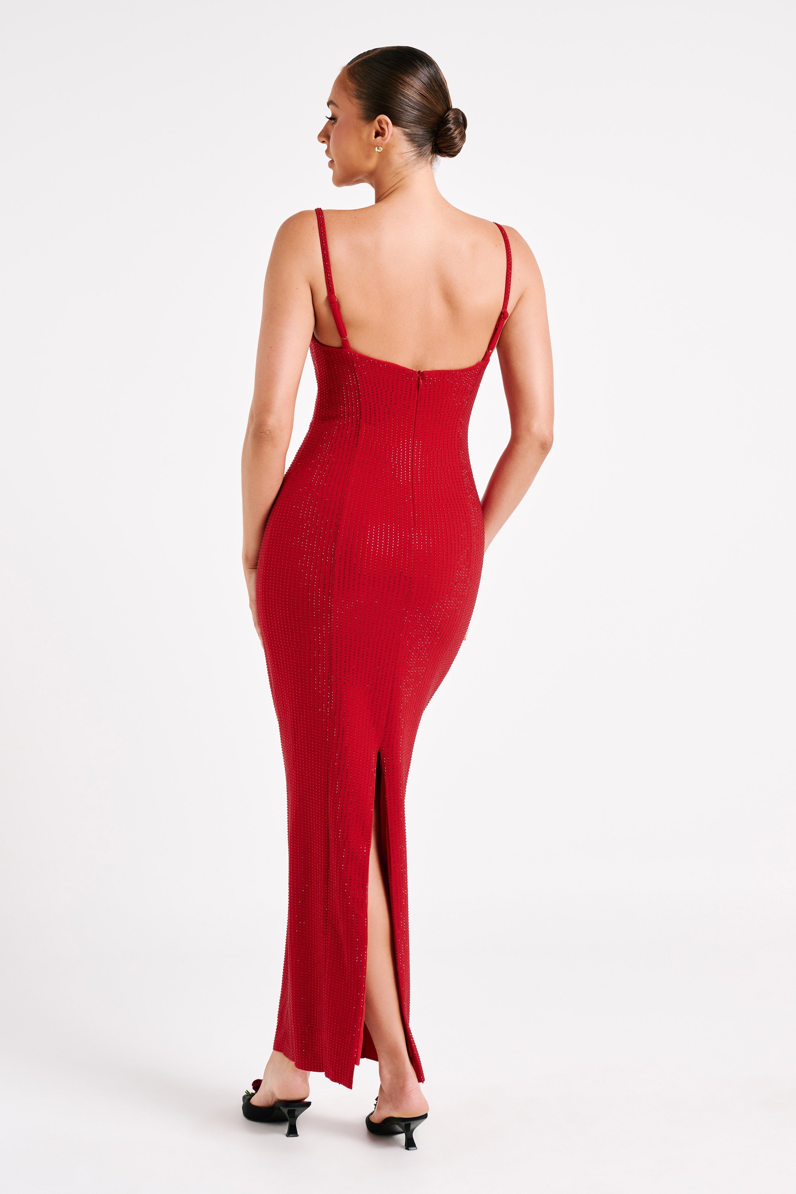 Rafaela Diamante Maxi Dress - Vermilion Red-My Chic Way.All Rights Reserved