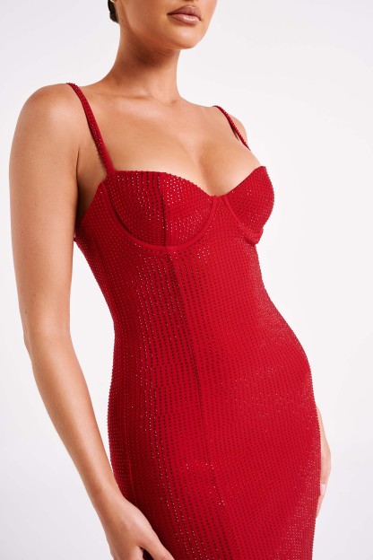 Rafaela Diamante Maxi Dress - Vermilion Red-My Chic Way.All Rights Reserved