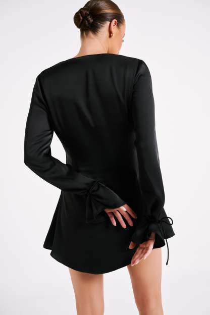 Rosario Long Sleeve Mini Dress - Black-My Chic Way.All Rights Reserved