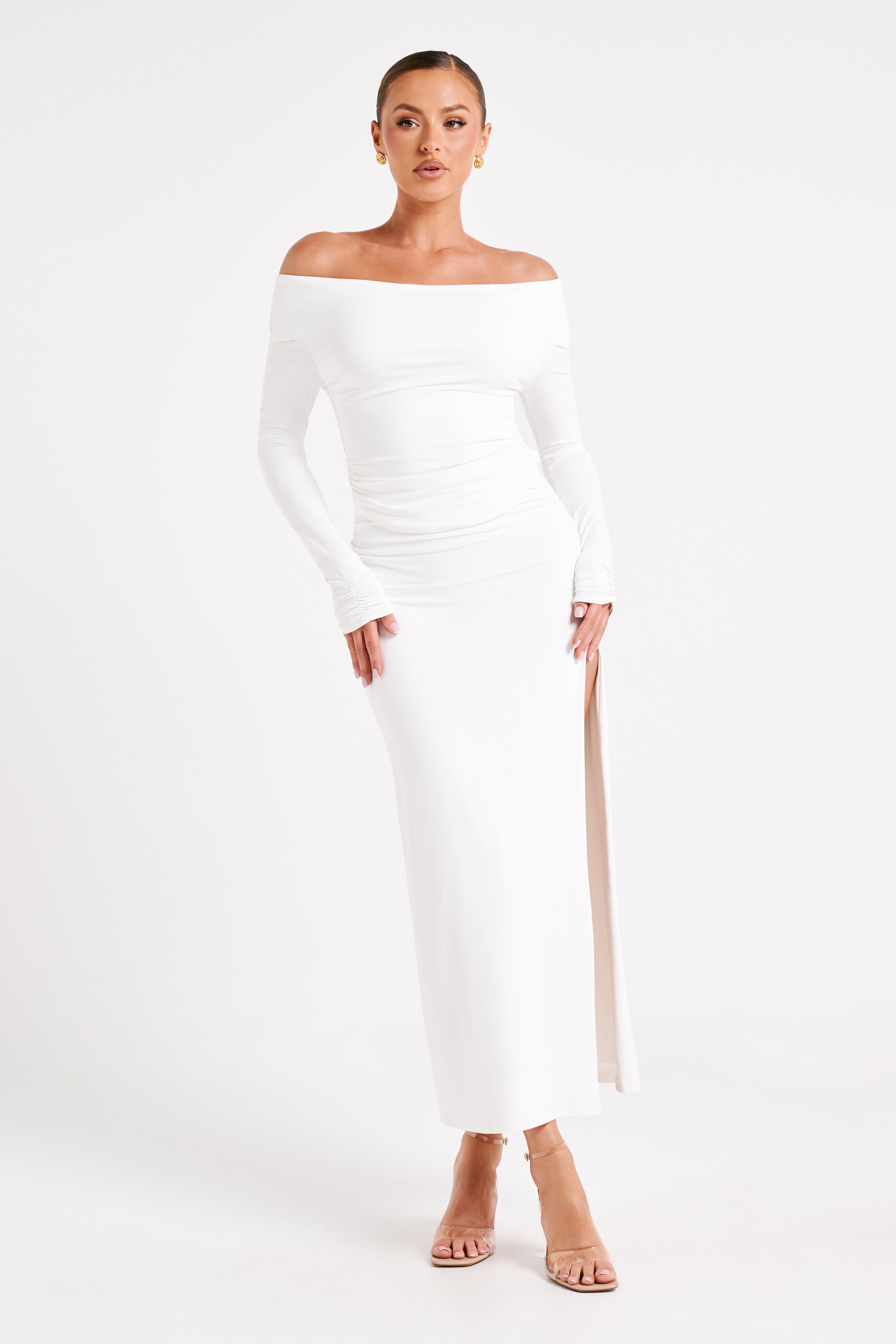 Emma Recycled Nylon Long Sleeve Top - White-My Chic Way.All Rights Reserved