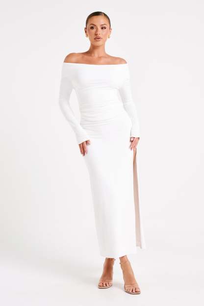 Emma Recycled Nylon Long Sleeve Top - White-My Chic Way.All Rights Reserved