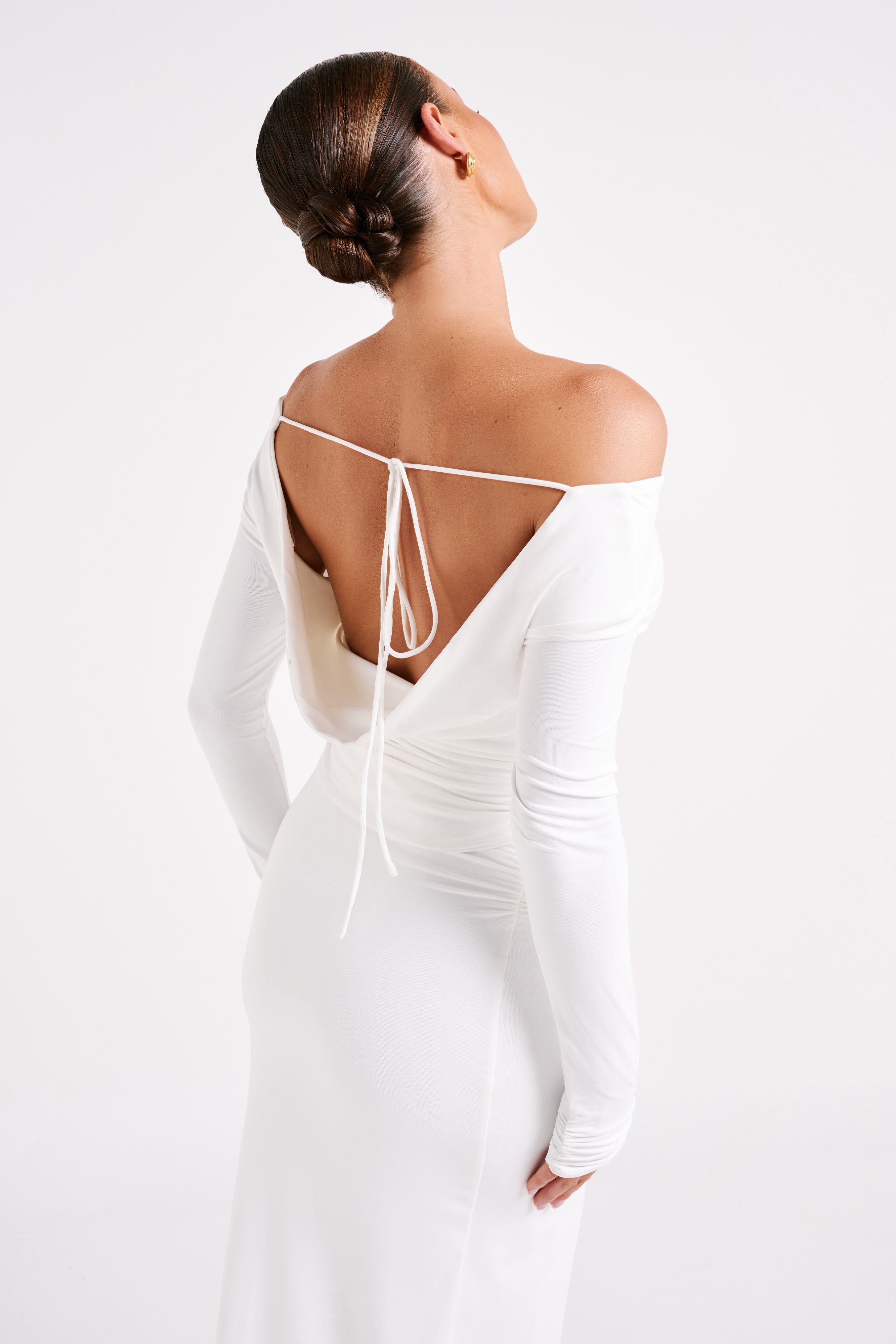 Emma Recycled Nylon Long Sleeve Top - White-My Chic Way.All Rights Reserved
