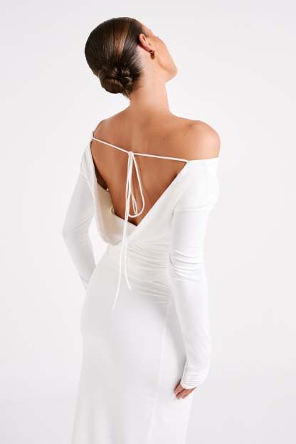 Emma Recycled Nylon Long Sleeve Top - White-My Chic Way.All Rights Reserved