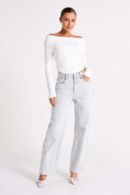 Emma Recycled Nylon Long Sleeve Top - White-My Chic Way.All Rights Reserved