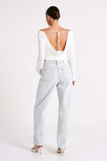Emma Recycled Nylon Long Sleeve Top - White-My Chic Way.All Rights Reserved