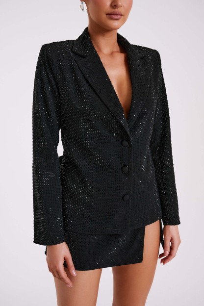 Rhett Square Diamante Jacket - Black-My Chic Way.All Rights Reserved