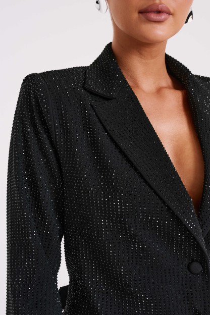 Rhett Square Diamante Jacket - Black-My Chic Way.All Rights Reserved