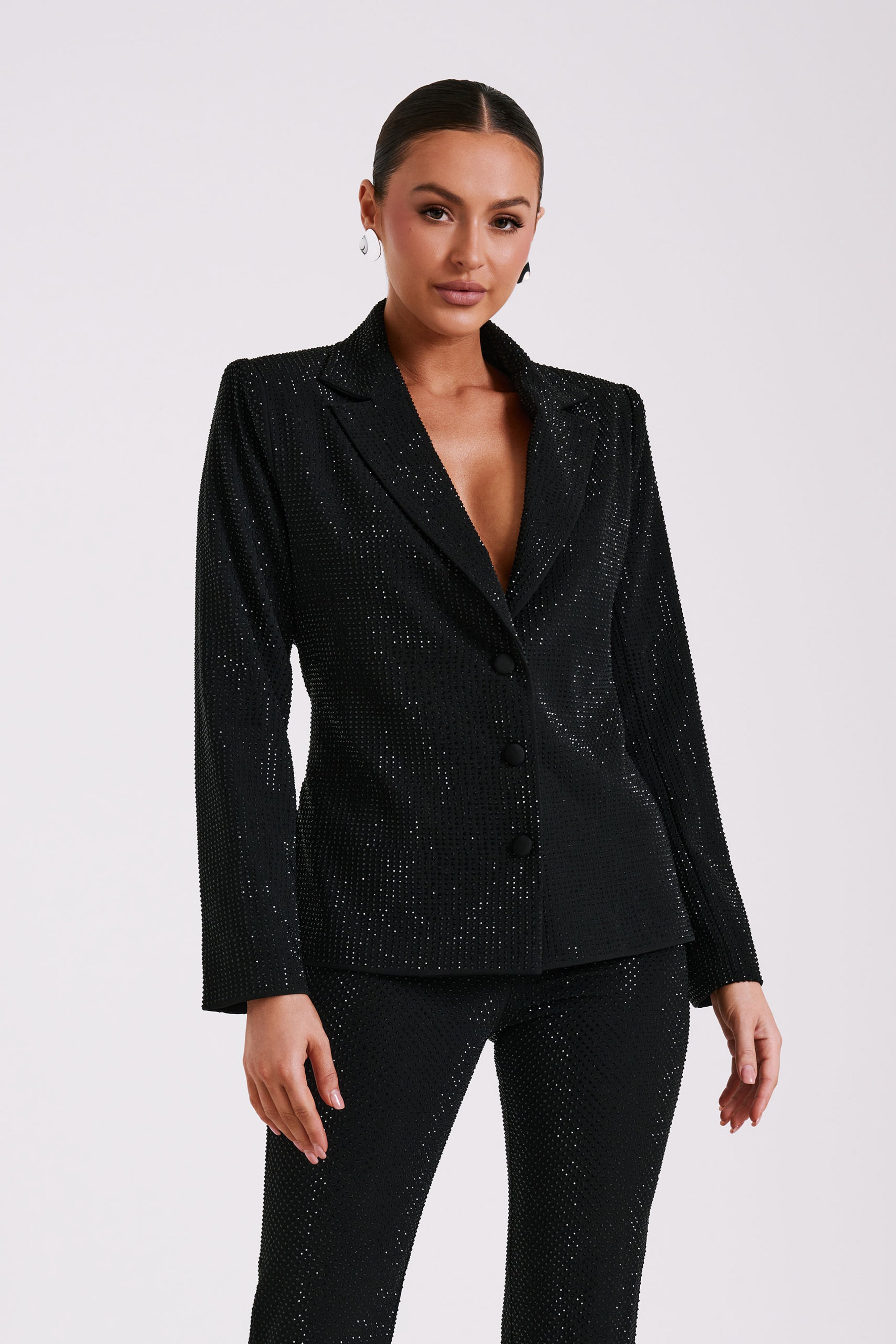 Rhett Square Diamante Jacket - Black-My Chic Way.All Rights Reserved