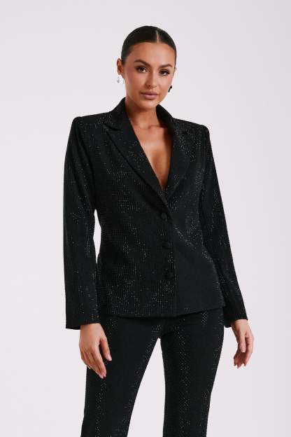Rhett Square Diamante Jacket - Black-My Chic Way.All Rights Reserved