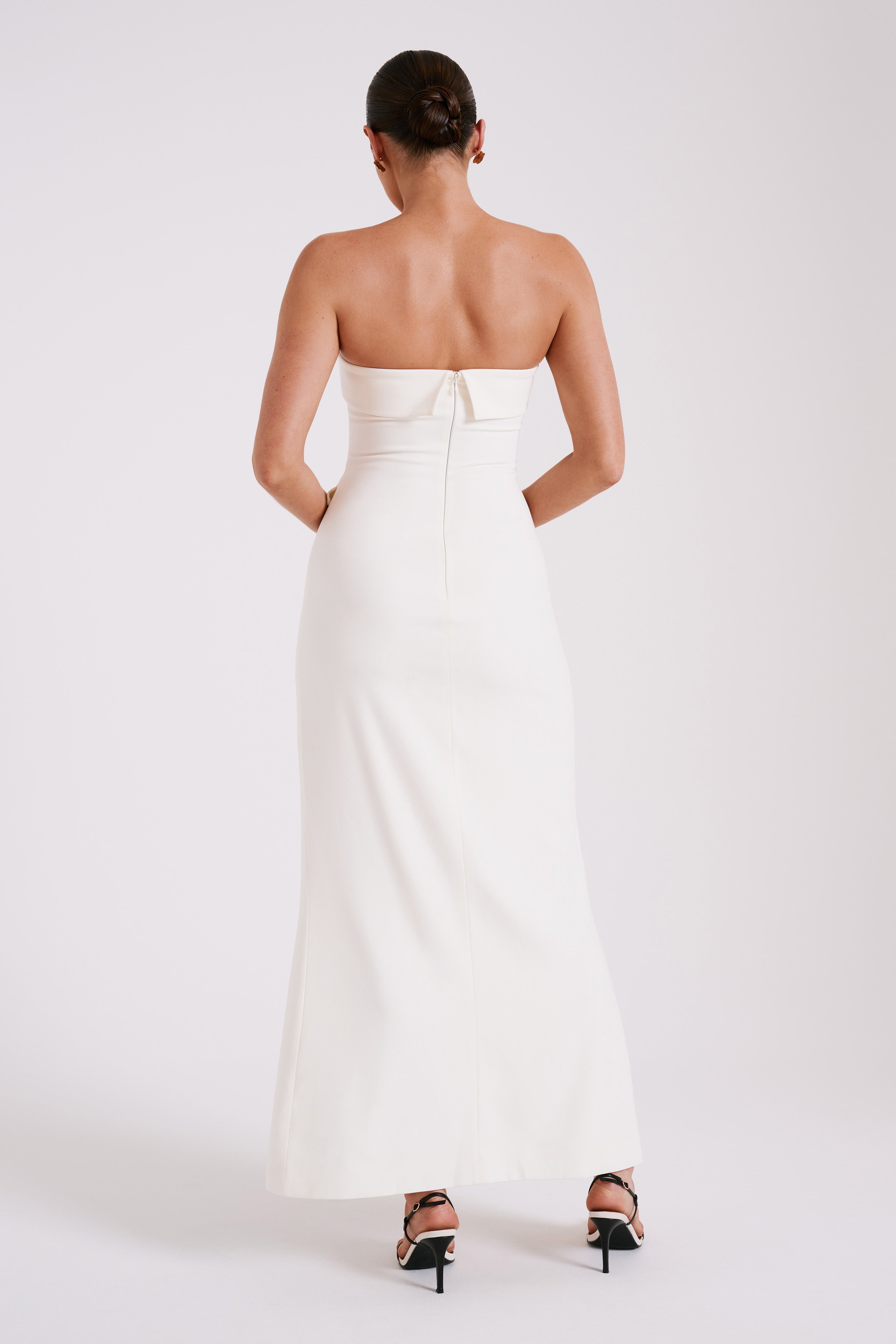 Abbie Strapless Suiting Maxi Dress - Ivory-My Chic Way.All Rights Reserved
