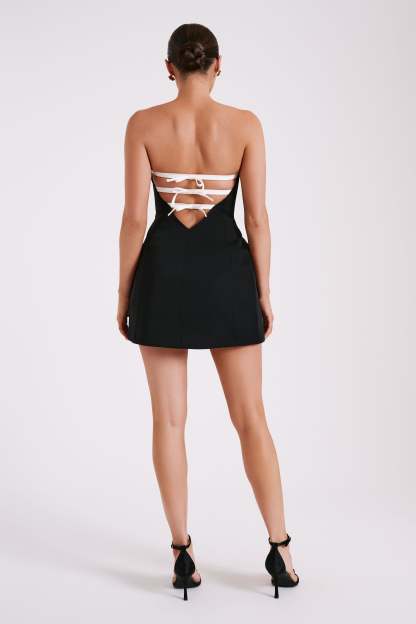 Neeka Strapless Bow Back Mini Dress - Black-My Chic Way.All Rights Reserved