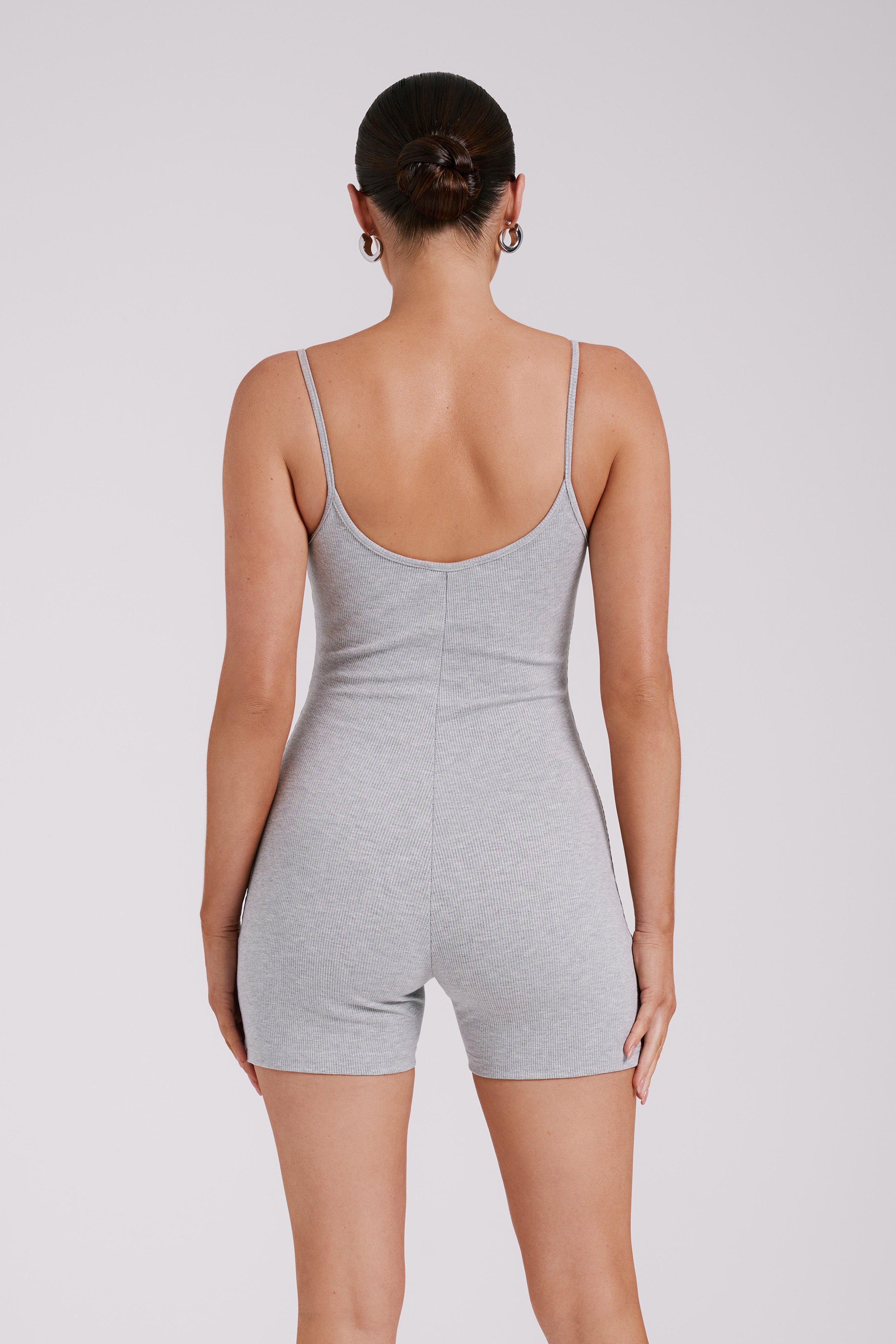 Alexis Ribbed Cami Playsuit - Grey Marle-My Chic Way.All Rights Reserved