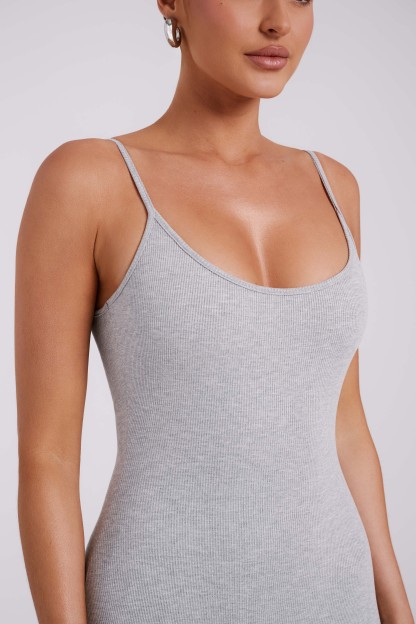 Alexis Ribbed Cami Playsuit - Grey Marle-My Chic Way.All Rights Reserved