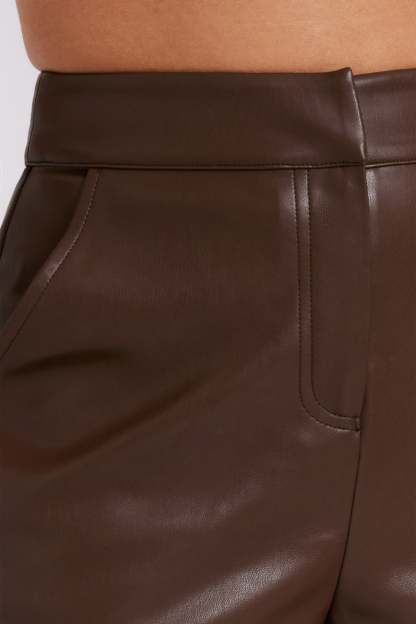 Ingrid Faux Leather Shorts - Dark Brown-My Chic Way.All Rights Reserved