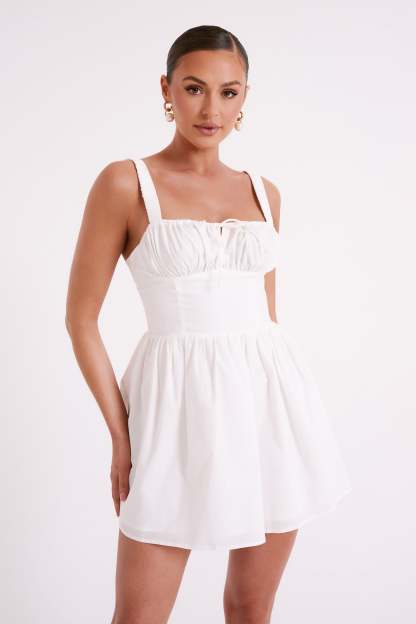 Roz Cotton Mini Dress - White-My Chic Way.All Rights Reserved