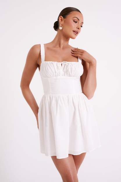 Roz Cotton Mini Dress - White-My Chic Way.All Rights Reserved