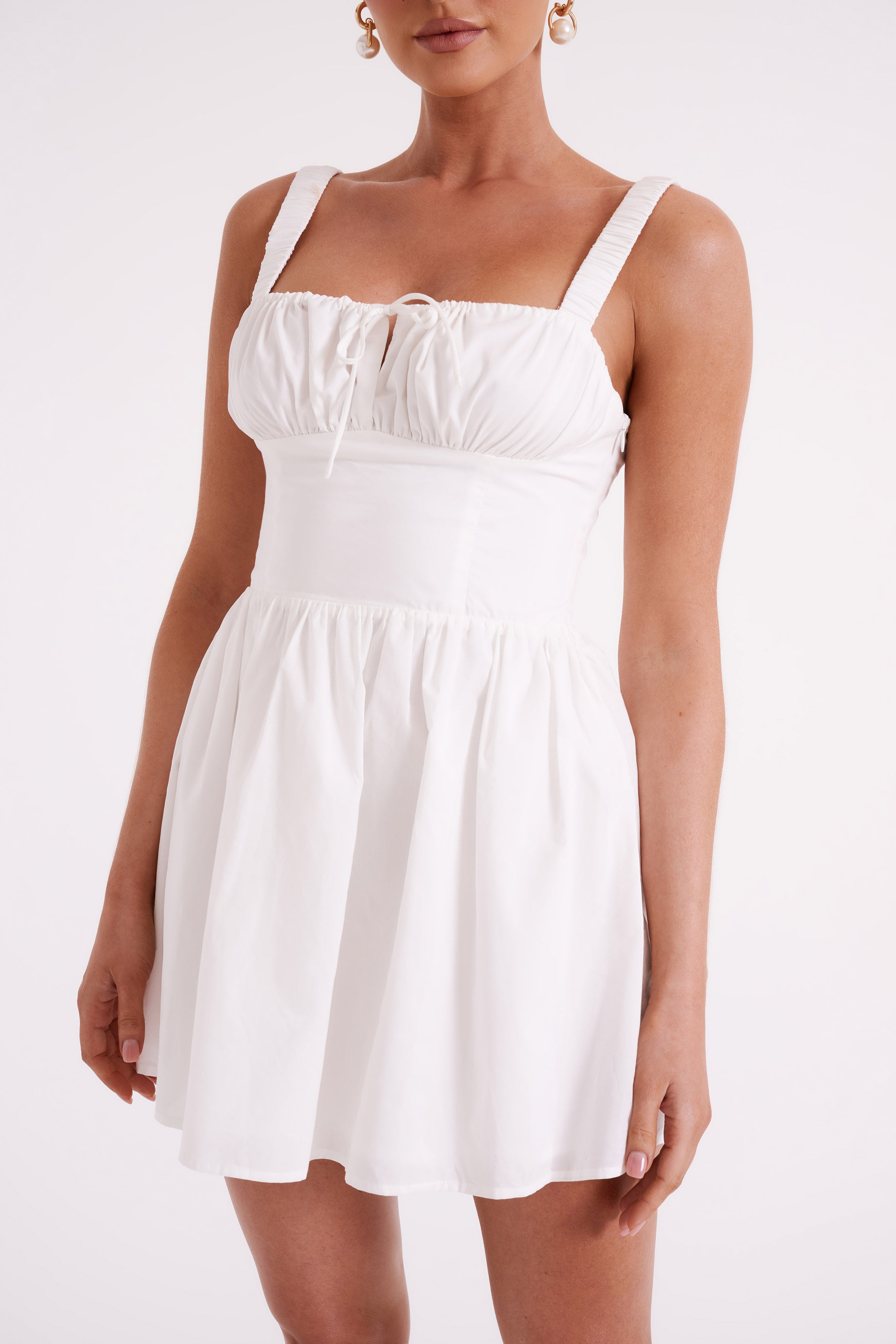 Roz Cotton Mini Dress - White-My Chic Way.All Rights Reserved