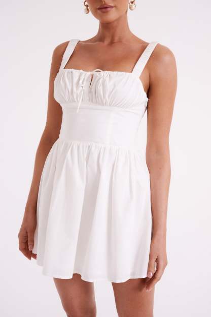 Roz Cotton Mini Dress - White-My Chic Way.All Rights Reserved