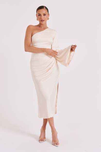 Nyomi One Shoulder Maxi Dress - Ivory-My Chic Way.All Rights Reserved