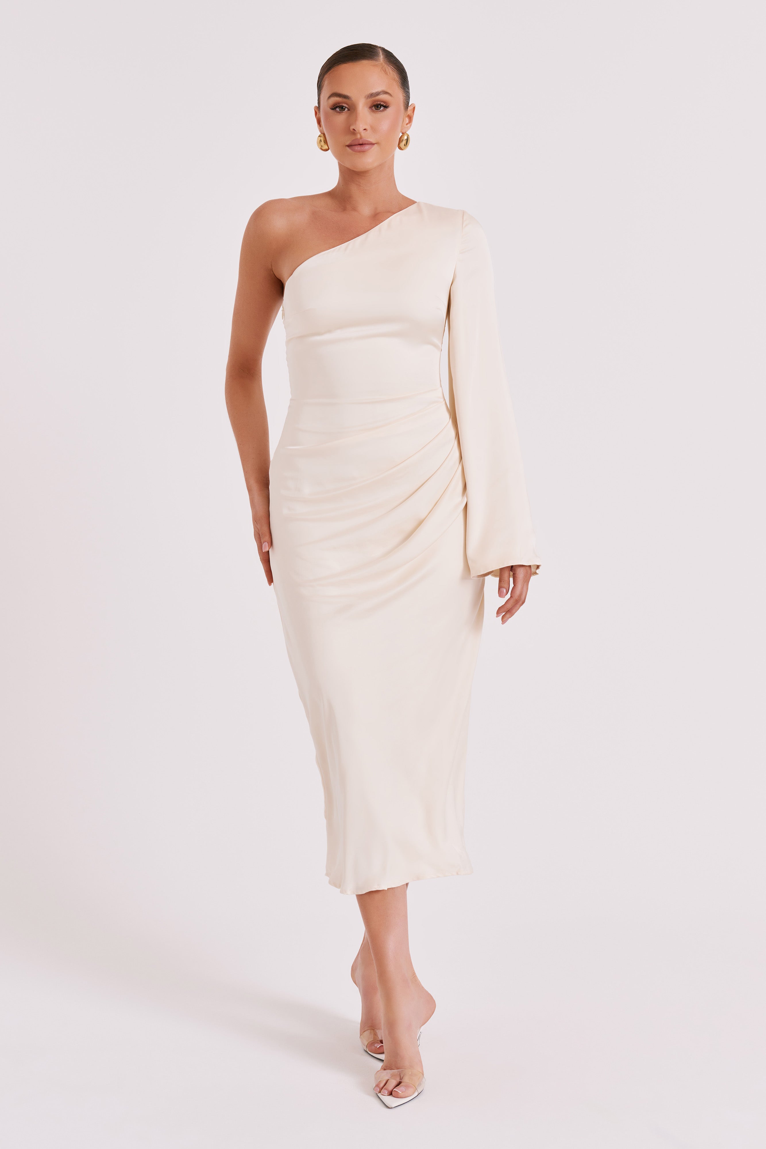 Nyomi One Shoulder Maxi Dress - Ivory-My Chic Way.All Rights Reserved