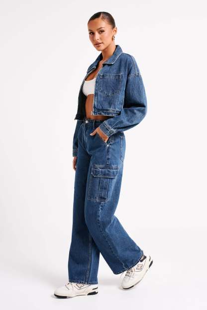 Jagger Mid Rise Oversized Denim Jean - Dark Blue-My Chic Way.All Rights Reserved