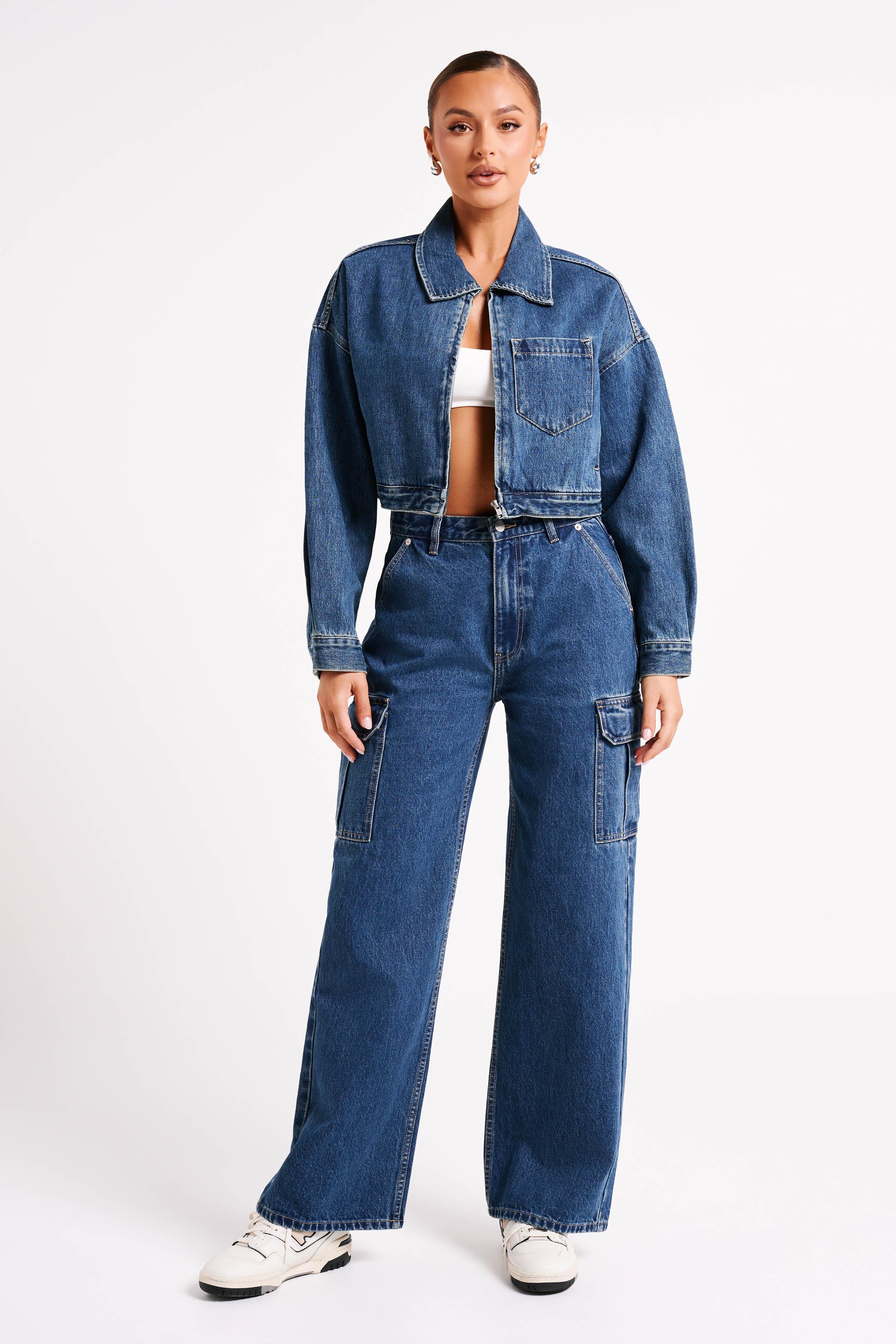 Jagger Mid Rise Oversized Denim Jean - Dark Blue-My Chic Way.All Rights Reserved