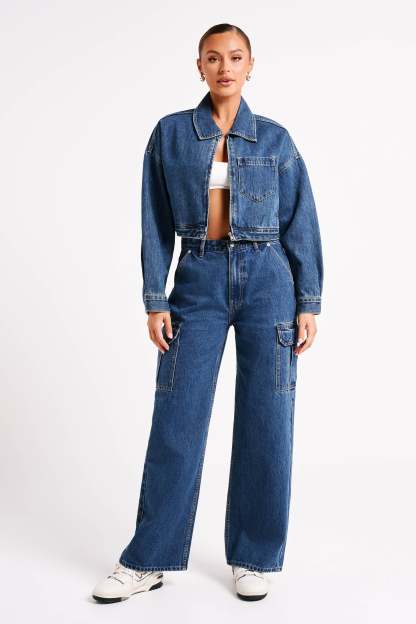 Jagger Mid Rise Oversized Denim Jean - Dark Blue-My Chic Way.All Rights Reserved
