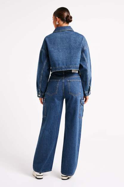 Jagger Mid Rise Oversized Denim Jean - Dark Blue-My Chic Way.All Rights Reserved