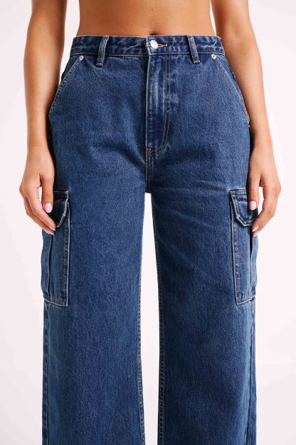 Jagger Mid Rise Oversized Denim Jean - Dark Blue-My Chic Way.All Rights Reserved