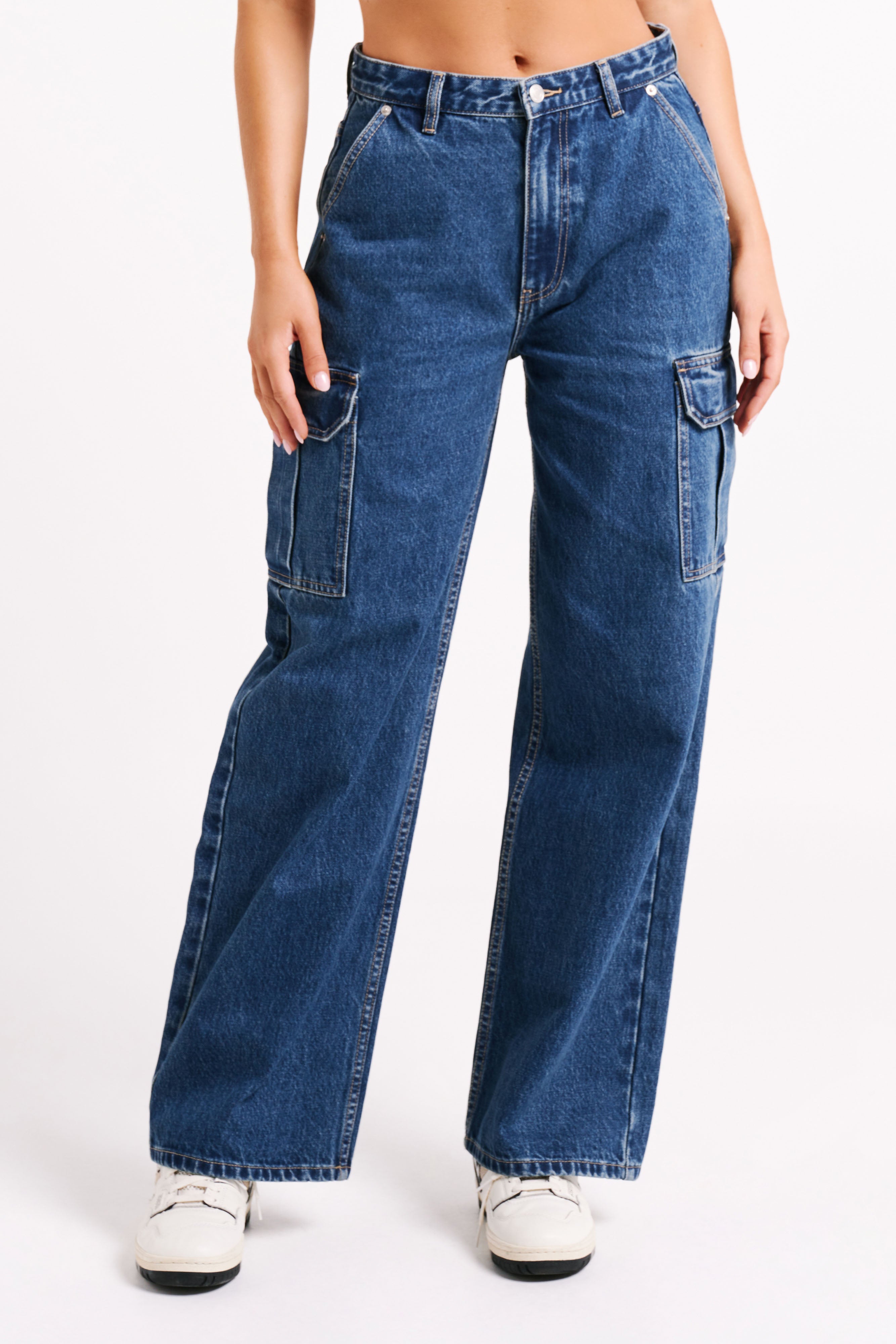 Jagger Mid Rise Oversized Denim Jean - Dark Blue-My Chic Way.All Rights Reserved