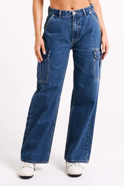 Jagger Mid Rise Oversized Denim Jean - Dark Blue-My Chic Way.All Rights Reserved