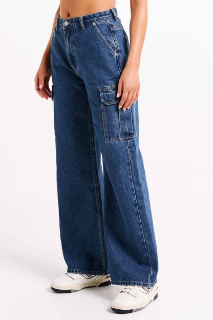 Jagger Mid Rise Oversized Denim Jean - Dark Blue-My Chic Way.All Rights Reserved