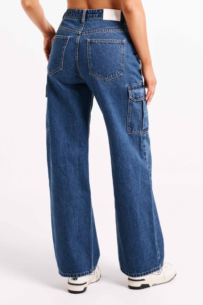 Jagger Mid Rise Oversized Denim Jean - Dark Blue-My Chic Way.All Rights Reserved