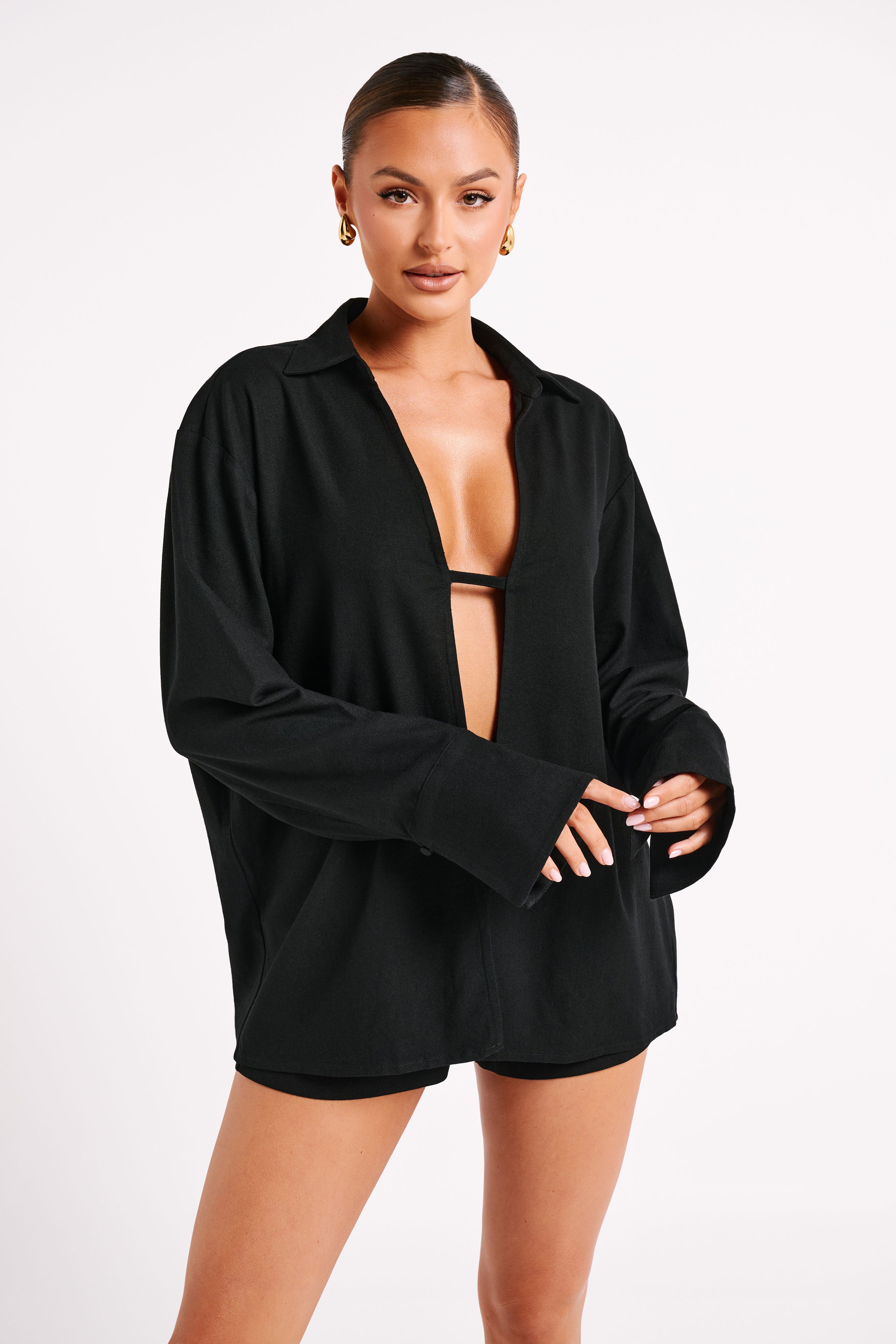 Jadri Linen Shorts - Black-My Chic Way.All Rights Reserved
