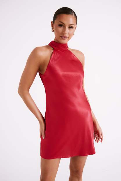 Claire A Line Mini Dress - Red-My Chic Way.All Rights Reserved