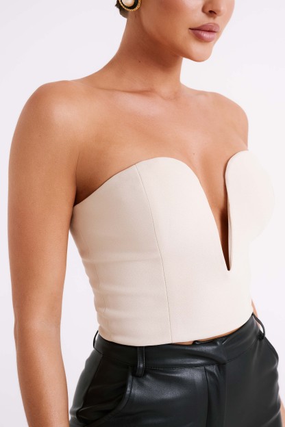 Dahlia Strapless V Corset - Cream-My Chic Way.All Rights Reserved