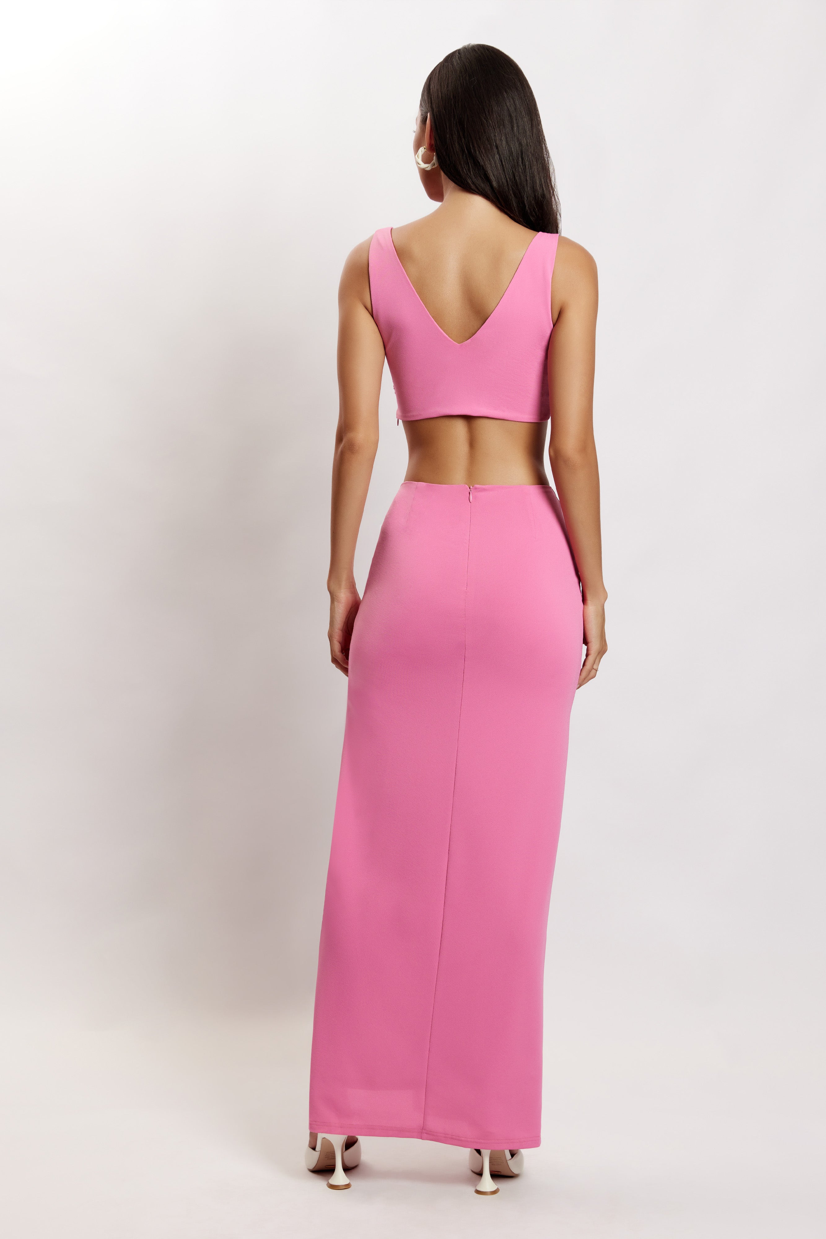 Jacqui Side Split Maxi Skirt - Pink-My Chic Way.All Rights Reserved