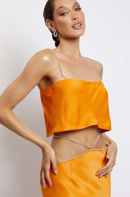 Dayana Straight Cut Crop Top - Mandarin-My Chic Way.All Rights Reserved